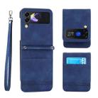 For Samsung Galaxy Z Flip3 5G Dierfeng Dream Line TPU + PU Leather Phone Case(Blue) - 1