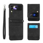 For Samsung Galaxy Z Flip3 5G Dierfeng Dream Line TPU + PU Leather Phone Case(Black) - 1