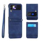 For Samsung Galaxy Z Flip4 5G Dierfeng Dream Line TPU + PU Leather Phone Case(Blue) - 1