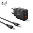 J0YROOM TCF05 20W USB+USB-C/Type-C Dual Interface Fast Charger Set, Specification:EU Plug(Black) - 1