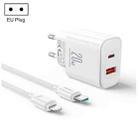 J0YROOM TCF05 20W USB+USB-C/Type-C Dual Interface Fast Charger Set, Specification:EU Plug(White) - 1