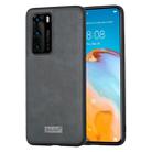 For Huawei P40 SULADA Shockproof TPU + Handmade Leather Protective Case(Grey) - 1