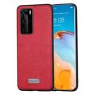 For Huawei P40 Pro SULADA Shockproof TPU + Handmade Leather Protective Case(Red) - 1