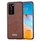 For Huawei P40 Pro SULADA Shockproof TPU + Handmade Leather Protective Case(Brown) - 1