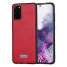 For Samsung Galaxy S20 Plus SULADA Shockproof TPU + Handmade Leather Protective Case(Red) - 1