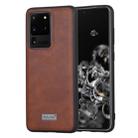 For Samsung Galaxy S20 Ultra SULADA Shockproof TPU + Handmade Leather Protective Case(Brown) - 1