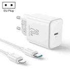 JOYROOM TCF06 Flash Series 20W USB-C/Type-C Single Port Charger Set, Specification:EU Plug(White) - 1