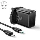 JOYROOM TCF06 Flash Series 20W USB-C/Type-C Single Port Charger Set, Specification:UK Plug(Black) - 1