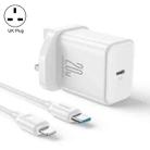 JOYROOM TCF06 Flash Series 20W USB-C/Type-C Single Port Charger Set, Specification:UK Plug(White) - 1