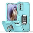 For Motorola Moto G31 / G41 Non-slip Shockproof Armor Phone Case with Ring Holder(Mint Green) - 1