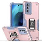 For Motorola Moto G51 Non-slip Shockproof Armor Phone Case with Ring Holder(Rose Gold) - 1