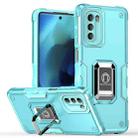 For Motorola Moto G51 Non-slip Shockproof Armor Phone Case with Ring Holder(Mint Green) - 1