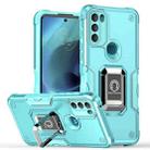 For Motorola Moto G71 5G Non-slip Shockproof Armor Phone Case with Ring Holder(Mint Green) - 1