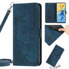 For Infinix Hot 20i Skin Feel Stripe Pattern Leather Phone Case with Lanyard(Blue) - 1