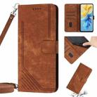 For Infinix Hot 12 Pro Skin Feel Stripe Pattern Leather Phone Case with Lanyard(Brown) - 1