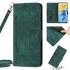 For Infinix Note 11 Pro / Note 11s Skin Feel Stripe Pattern Leather Phone Case with Lanyard(Green) - 1