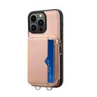 For iPhone 14 Pro Max Zipper Card Slot Phone Case(Pink) - 1