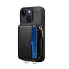 For iPhone 14 Plus Zipper Card Slot Phone Case(Black) - 1