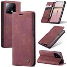 For Xiaomi 13 CaseMe 013 Multifunctional Horizontal Flip Leather Phone Case(Wine Red) - 1