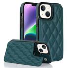 For iPhone 14 Double Buckle Rhombic PU Leather Phone Case(Green) - 1