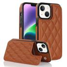 For iPhone 14 Double Buckle Rhombic PU Leather Phone Case(Brown) - 1