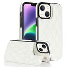 For iPhone 14 Plus Double Buckle Rhombic PU Leather Phone Case(White) - 1