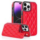 For iPhone 14 Pro Double Buckle Rhombic PU Leather Phone Case(Red) - 1