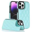 For iPhone 14 Pro Double Buckle Rhombic PU Leather Phone Case(Blue) - 1