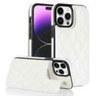 For iPhone 14 Pro Max Double Buckle Rhombic PU Leather Phone Case(White) - 1