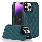 For iPhone 14 Pro Max Double Buckle Rhombic PU Leather Phone Case(Green) - 1