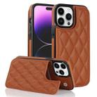 For iPhone 14 Pro Max Double Buckle Rhombic PU Leather Phone Case(Brown) - 1