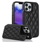 For iPhone 13 Pro Double Buckle Rhombic PU Leather Phone Case(Black) - 1