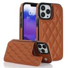 For iPhone 13 Pro Double Buckle Rhombic PU Leather Phone Case(Brown) - 1