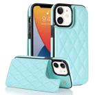 For iPhone 12 Double Buckle Rhombic PU Leather Phone Case(Blue) - 1