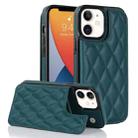For iPhone 12 Double Buckle Rhombic PU Leather Phone Case(Green) - 1