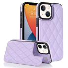 For iPhone 12 Double Buckle Rhombic PU Leather Phone Case(Purple) - 1