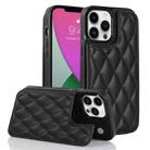 For iPhone 12 Pro Double Buckle Rhombic PU Leather Phone Case(Black) - 1