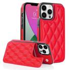 For iPhone 12 Pro Double Buckle Rhombic PU Leather Phone Case(Red) - 1