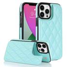 For iPhone 12 Pro Double Buckle Rhombic PU Leather Phone Case(Blue) - 1