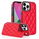 For iPhone 12 Pro Max Double Buckle Rhombic PU Leather Phone Case(Red) - 1