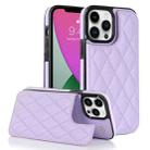 For iPhone 12 Pro Max Double Buckle Rhombic PU Leather Phone Case(Purple) - 1