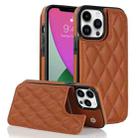 For iPhone 12 Pro Max Double Buckle Rhombic PU Leather Phone Case(Brown) - 1