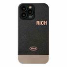 For iPhone 14 Electroplating Stitching PU Leather Phone Case(Black) - 1