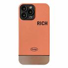 For iPhone 14 Electroplating Stitching PU Leather Phone Case(Orange) - 1