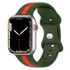 Nail Buckle Two-color Watch Band For Apple Watch Series 8&7 41mm / SE 2&6&SE&5&4 40mm / 3&2&1 38mm(Army Green Red) - 1