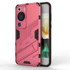 For Huawei P60 Punk Armor 2 in 1 PC + TPU Shockproof Phone Case with Invisible Holder(Light Red) - 1