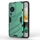 For Huawei P60 Punk Armor 2 in 1 PC + TPU Shockproof Phone Case with Invisible Holder(Green) - 1