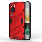 For Huawei P60 Punk Armor 2 in 1 PC + TPU Shockproof Phone Case with Invisible Holder(Red) - 1