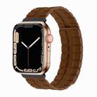 Square Two-section Leather Magnetic Watch Band For Apple Watch Ultra 49mm / Series 8&7 45mm / SE 2&6&SE&5&4 44mm / 3&2&1 42mm(Saddle Brown) - 1