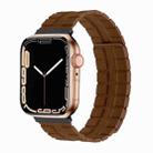 Square Two-section Leather Magnetic Watch Band For Apple Watch Series 8&7 41mm / SE 2&6&SE&5&4 40mm / 3&2&1 38mm(Saddle Brown) - 1